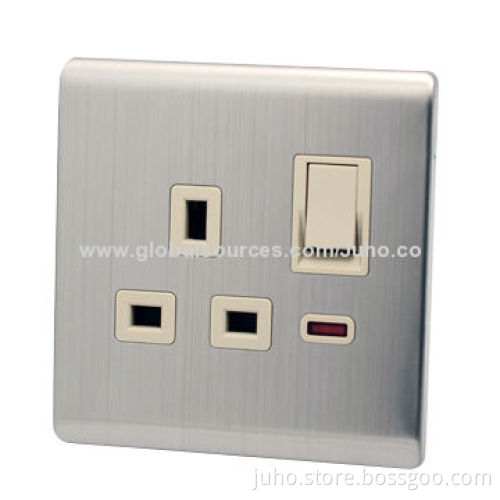 13A multiple socket wall sockets, 1 Gang with a red light, UK standard, electric switch & socket